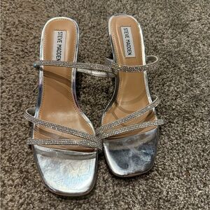 Steve Madden Silver Strappy Heeled Sandals